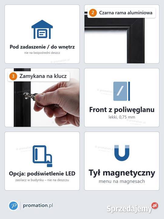 Czarna gablota na menu 4A4 do restauracji pubu i Sklep