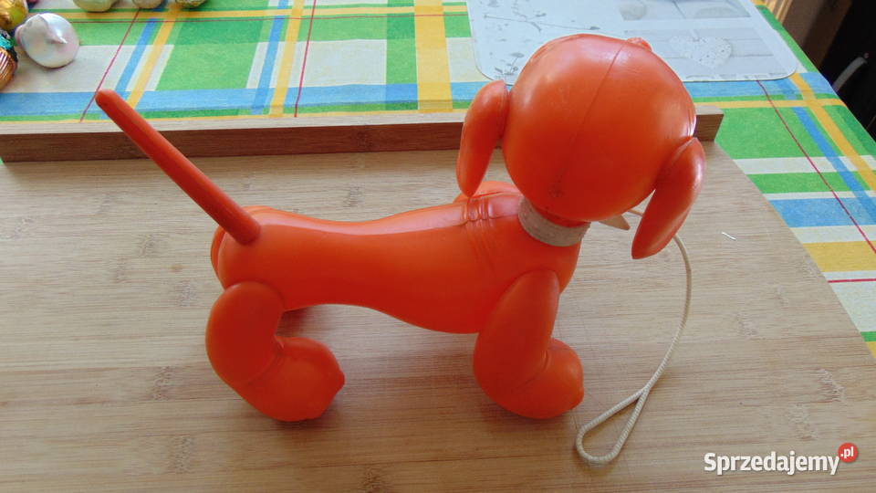 Zabawka z czasów PRL piesek pomarańczowy zozolek Białystok