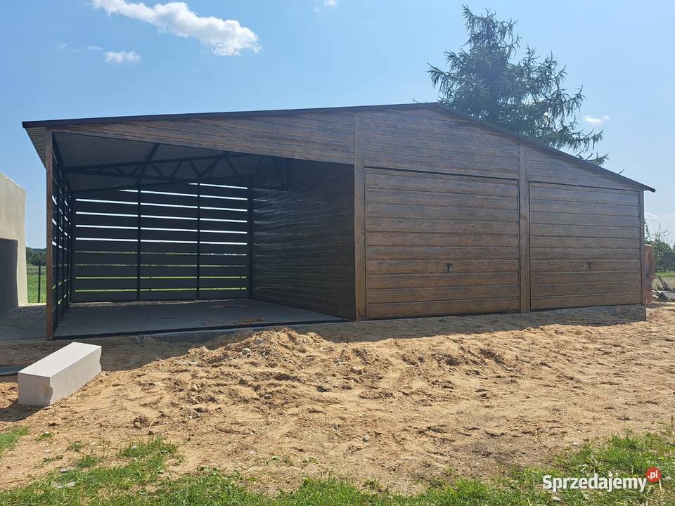 Garaż Blaszany Drewnopodobny Zadaszenie Garaże 35m2 wielkopolskie Kościan