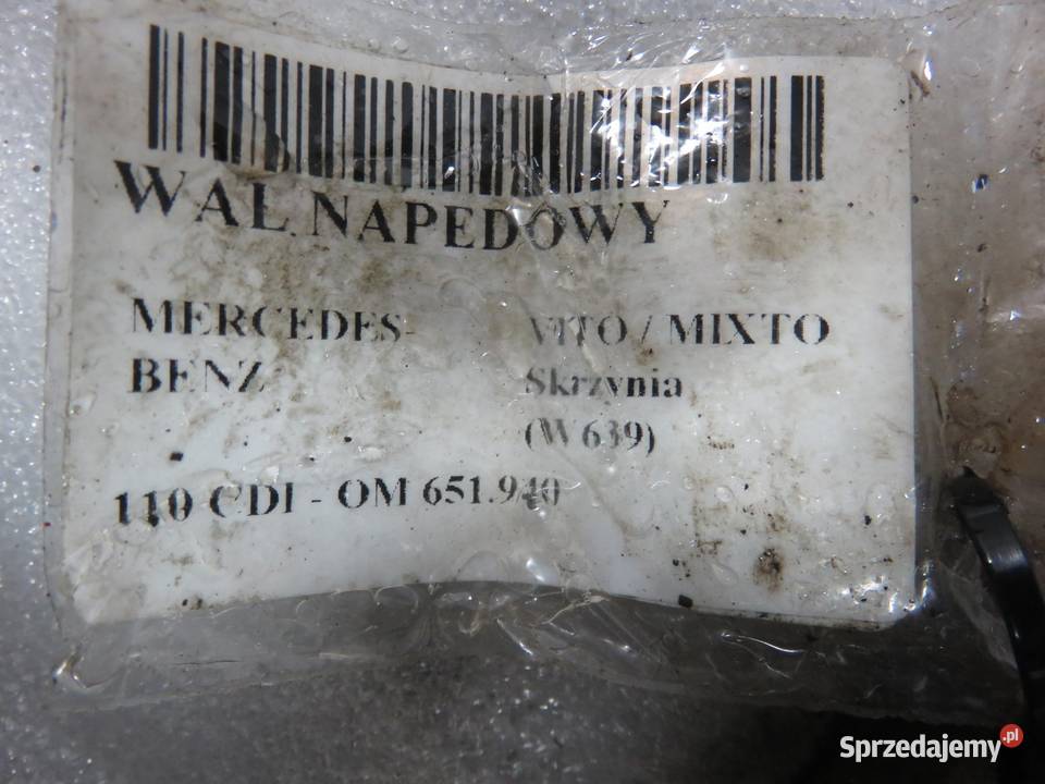 WAŁ NAPĘDOWY MERCEDES VITO W639 CDI 6394103516 sprzedam