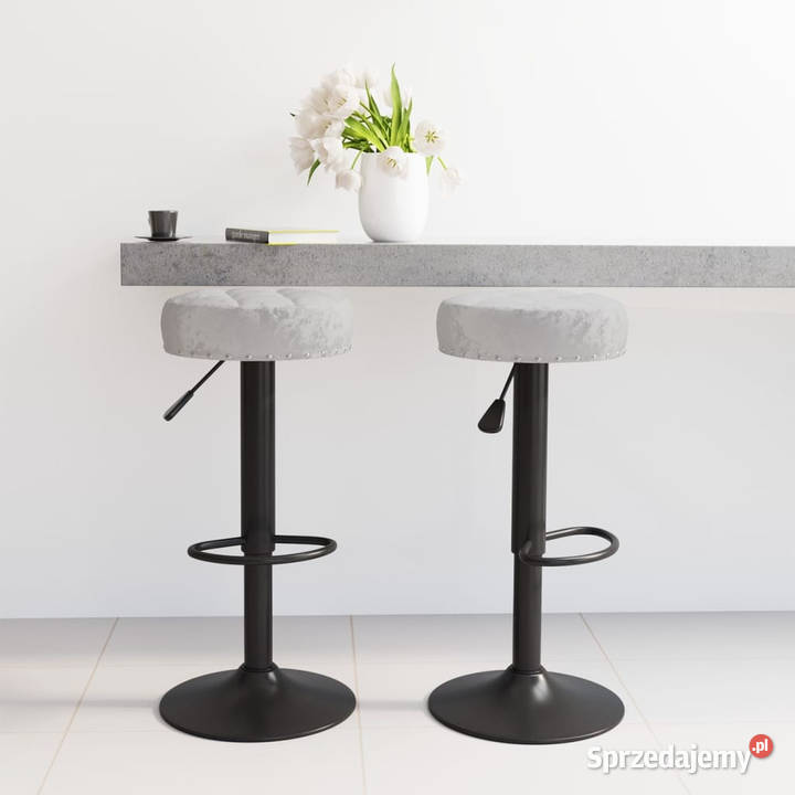 Stołki barowe 2 szare obite aksamitem WM332995 Meble
