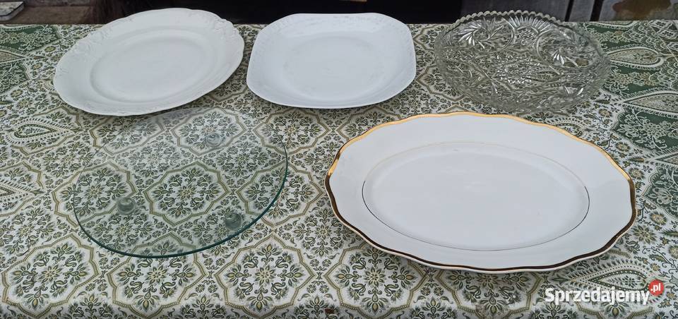 Cermiczne szklane i kryształowe półmiski łódzkie Wieluń