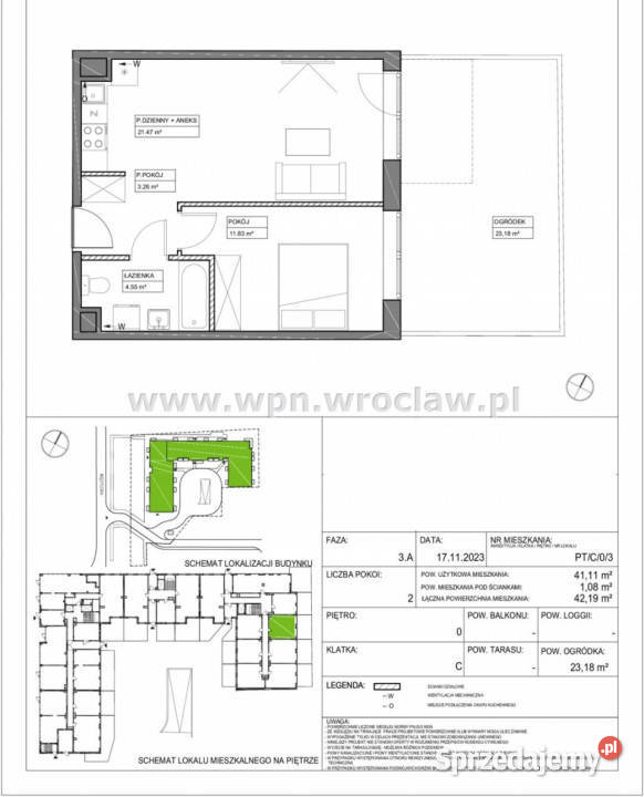 Mieszkanie Wrocław 4111m2 2 pok 41.11m2