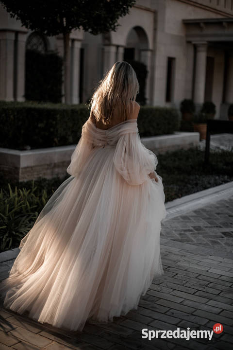 Suknia ślubna princessa bufiaste rękawy 36 S 38 Rozmiar 38(M) Jelenia Góra