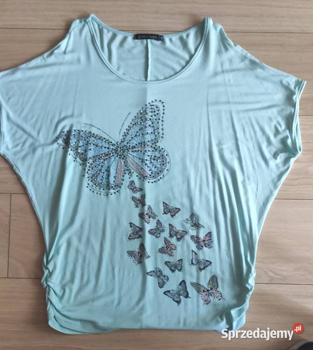 Bluzeczka jasny turkus z motylem Gdańsk sprzedam
