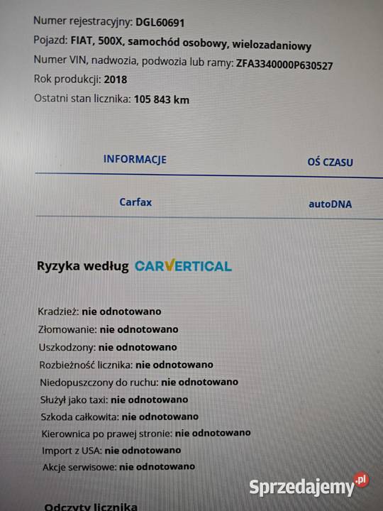 Fiat 500x dwa komplety alufelg 108000km Głogów