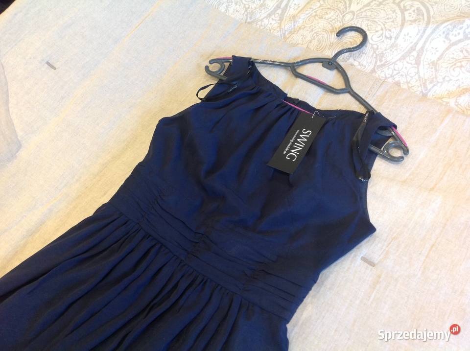 Sukienka Koktajlowa Damska SWING r SM Granatowa niebieski