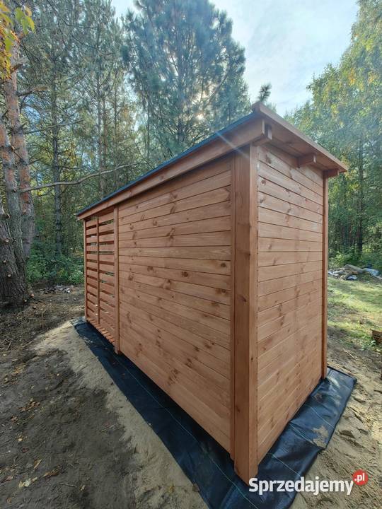 Domek narzędziowy 2 x 15m z drewutnią na drewno śląskie
