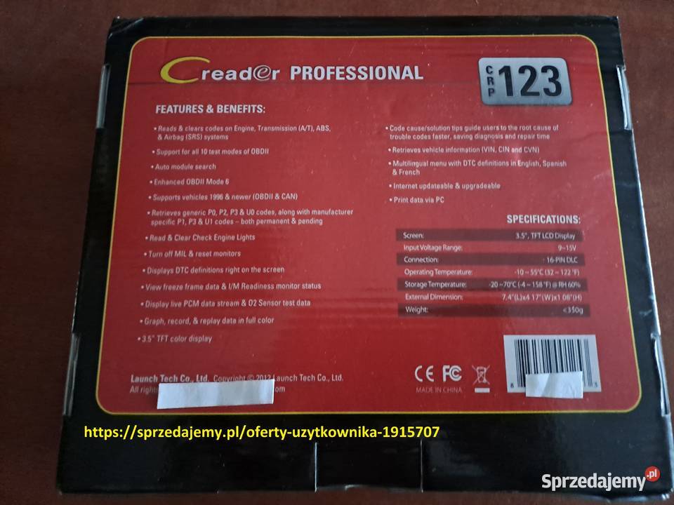 Launch CRP 123 OBD II Interfejs Diagnostyczny kujawsko-pomorskie Brześć Kujawski