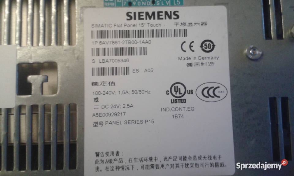 Siemens Simatic Flat Panel 15 Touch Skoczów