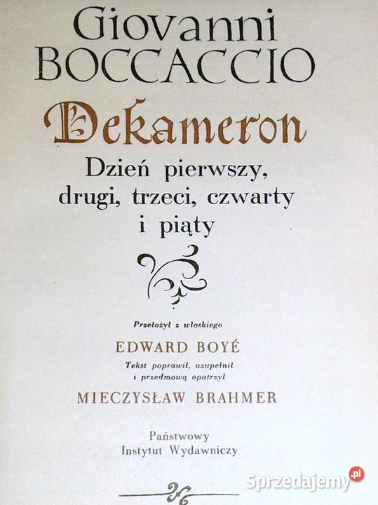 Dekameron Giovanni Boccaccio Rok wydania 1955 Chełm sprzedam