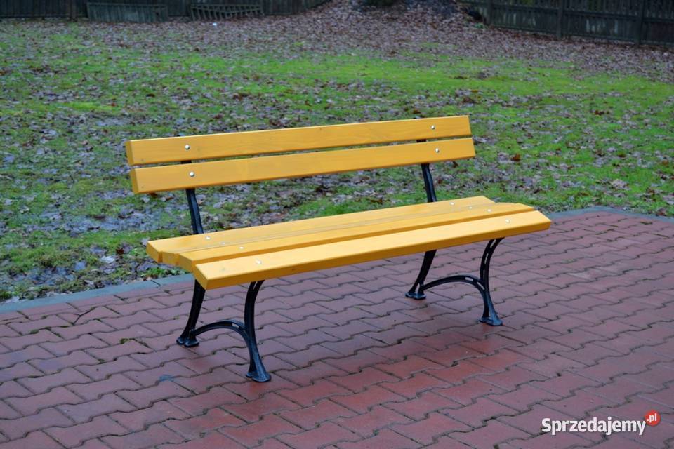 Ławka ogrodowa miejska parkowa żeliwo z oparciem Ławy i ławki Sędziszew