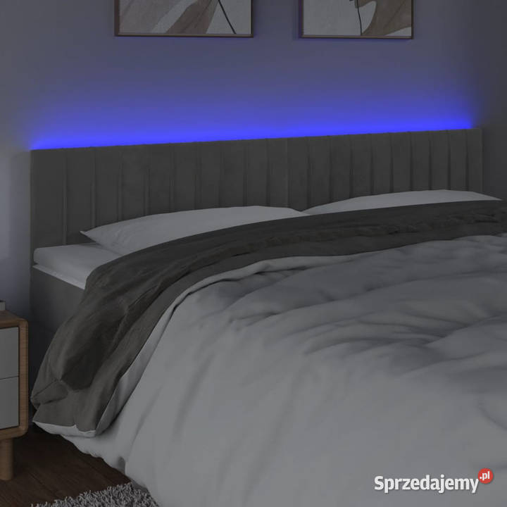 Zagłówek do łóżka z LED jasnoszary 180x5x7888 mazowieckie Warszawa