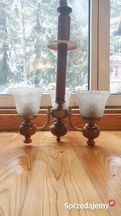 Żyrandol vintage z kloszami szklanymi wysokość Hornówek