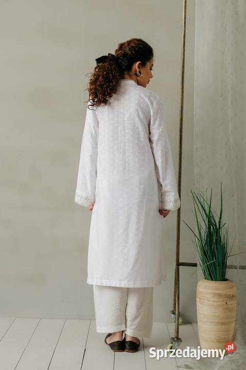 Długa biała tunika S 36 orient Indie kameez Szczecin