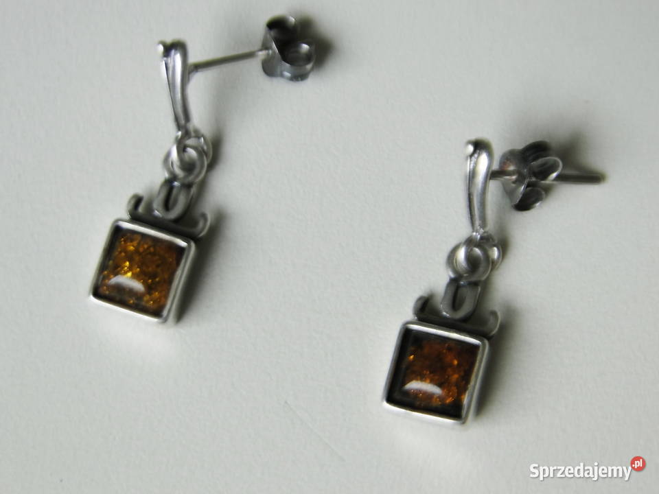 Stare kolczyki srebro i bursztyn Warszawa