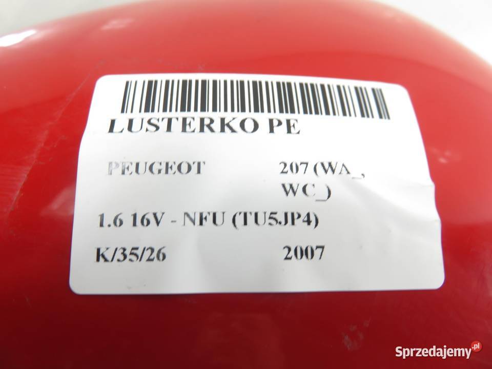 LUSTERKO PRAWE PEUGEOT 207 WA WC 96806501XT osobowe sprzedam