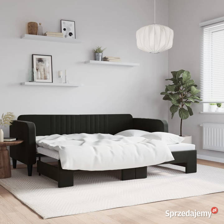 Sofa rozsuwana czarna aksamit 80x200 WM3197060 Warszawa