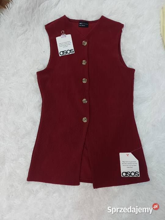 3638 ASOS Design Bordowa kamizelka ołówkowa z bez rękawa małopolskie Kraków sprzedam