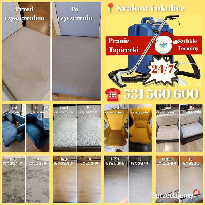 Pranie Tapicerki Sof Kanap Krzeseł Materaca małopolskie Kraków