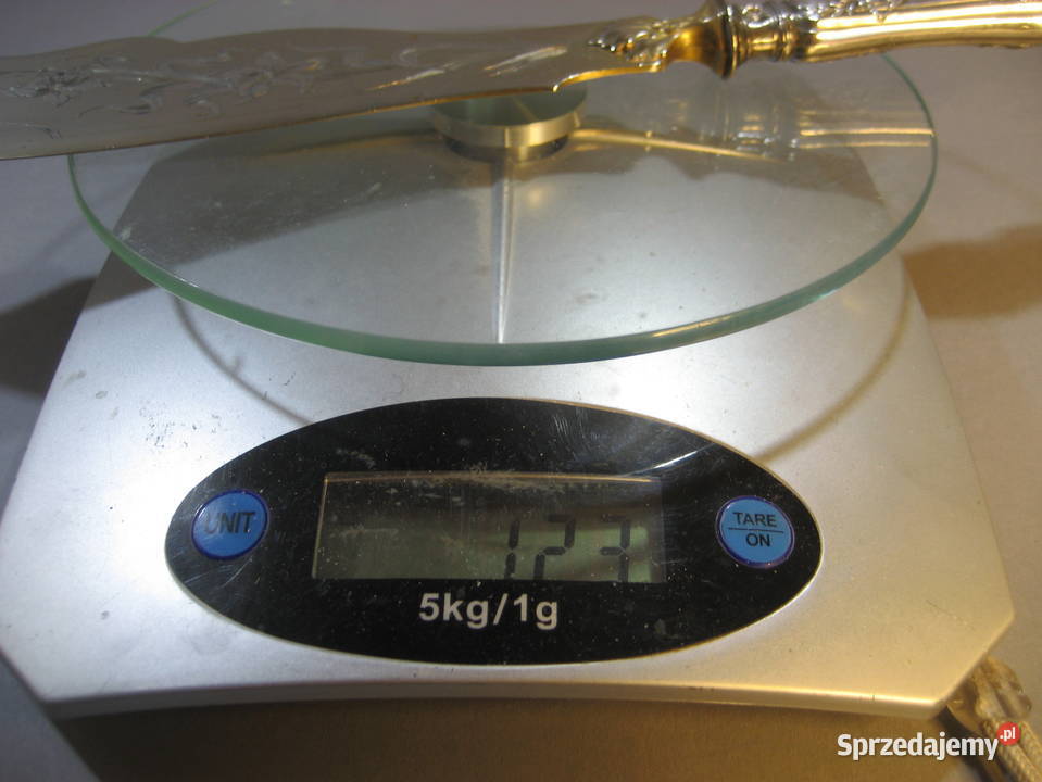 Duzy Srebrny noz stolowy Minerwa mazowieckie