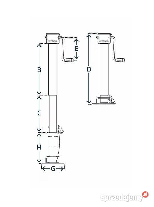 Stopa podporowa pokrętło boczne 80x685 mm Kamionna