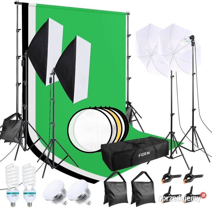 zestaw tła do studia fotograficznego z lampą CFL