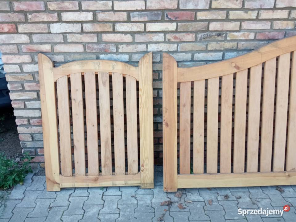 Drewniana brama furtka solidny komplet Lemierzyce