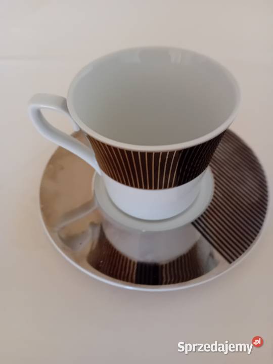 Komplet 6 filiżanek ze spodeczkami nowoczesny biały Warszawa sprzedam