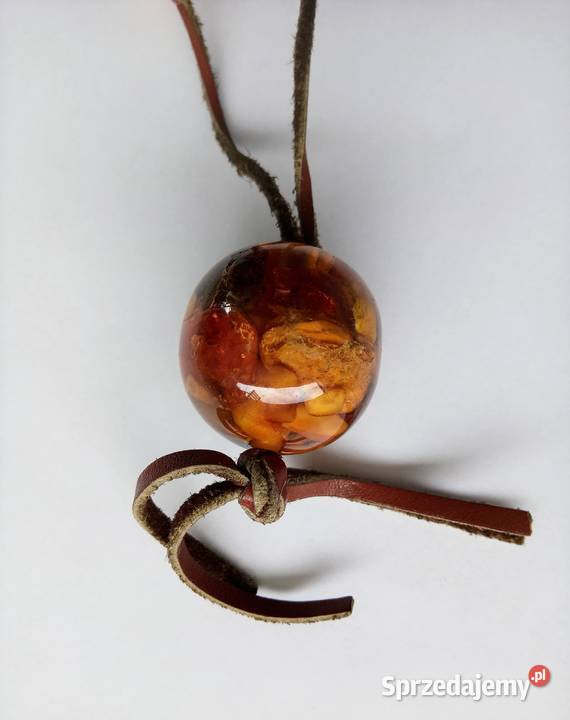 Naszyjnik wisior z bursztynami lata 70te podkarpackie Rzeszów