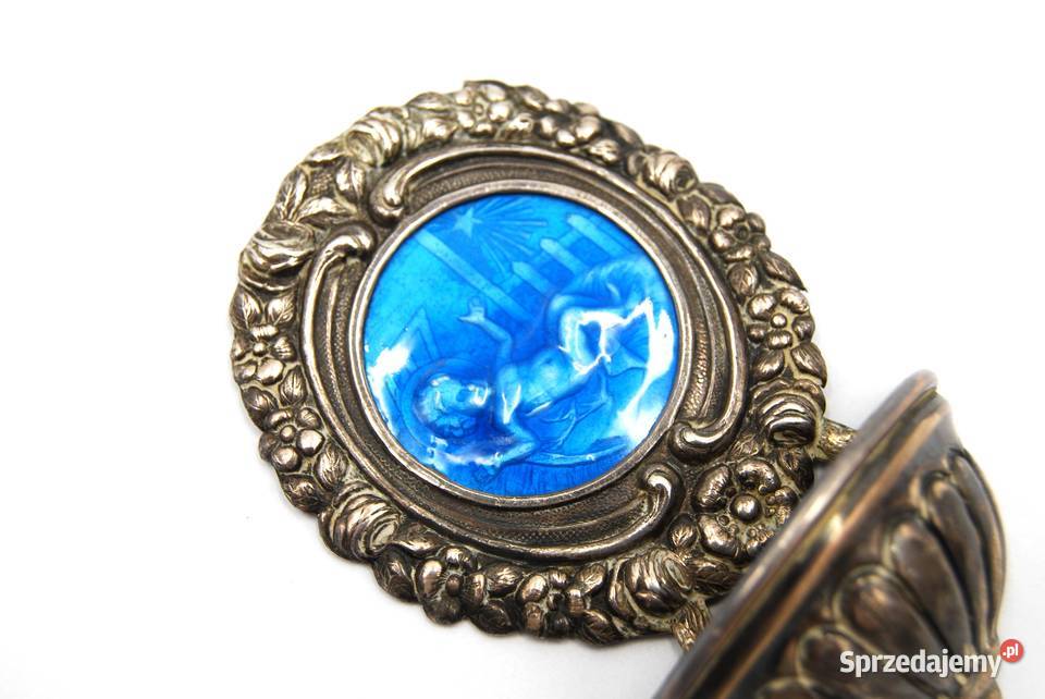 Kropielnica dzieciątkiem Jezus srebro emalia sprzedam