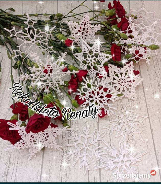 Szydełkowe gwiazdki WYPRZEDAŻ komplet 12 ozdoby Bolesławiec