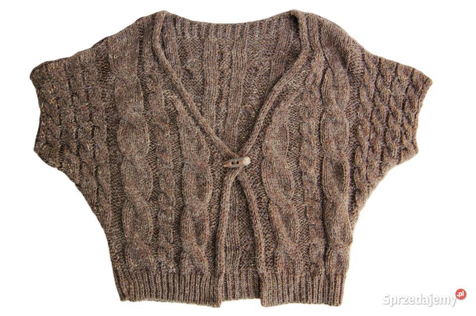 Sweter damski narzutka wełna moher akryl brąz Moda i Styl Lublin