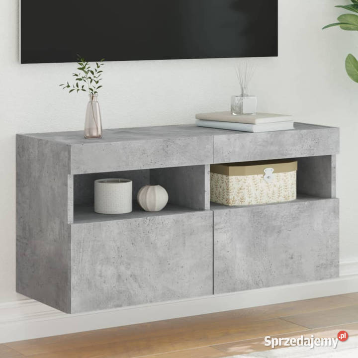 Ścienna szafka TV z LED szarość betonu 80x30x40 Warszawa
