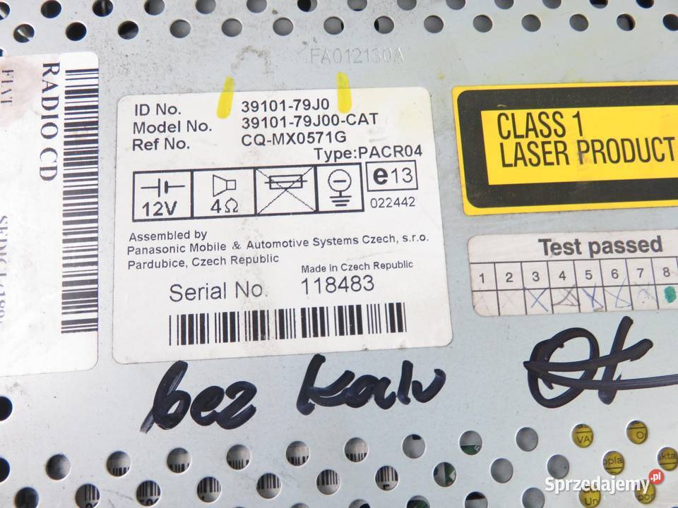 RADIO FIAT SEDICI 3910179J0 małopolskie