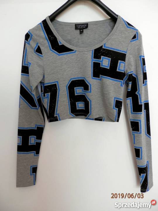 Bluzka Crop Top Modny Nadruk do Spodni z Wysokim długi Bluzki i koszule