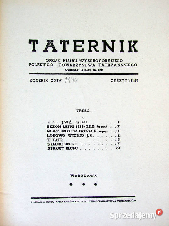 TATERNIK. Rok 24. Zeszyt 1 (119). [1940]. REPRINT