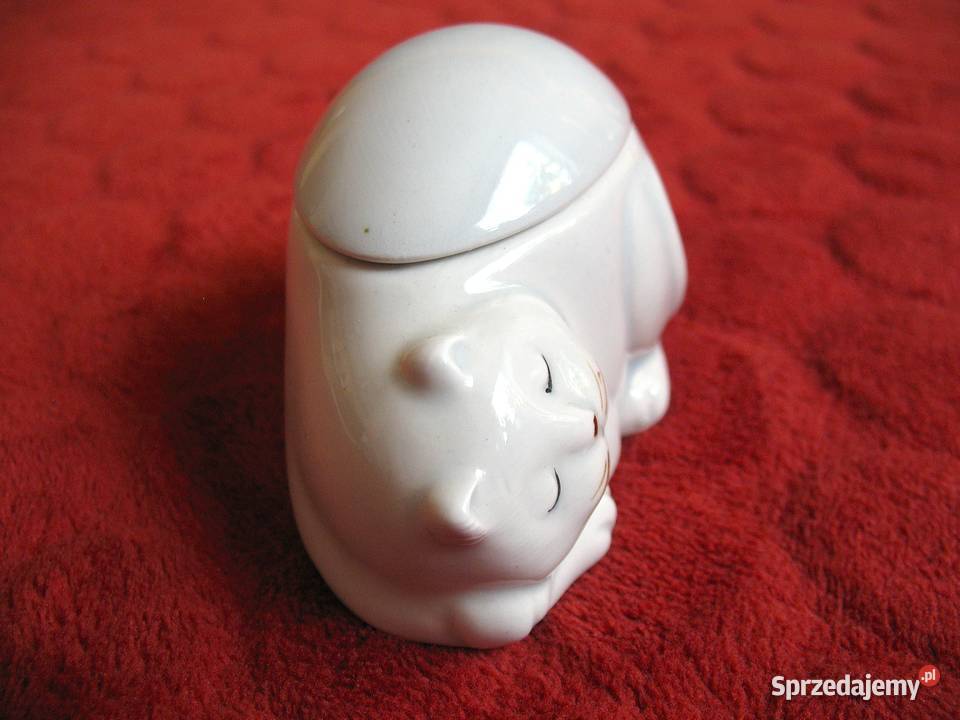 Kot mała szkatułka porcelana 5 x 8 x 5 biały mazowieckie Siedlce