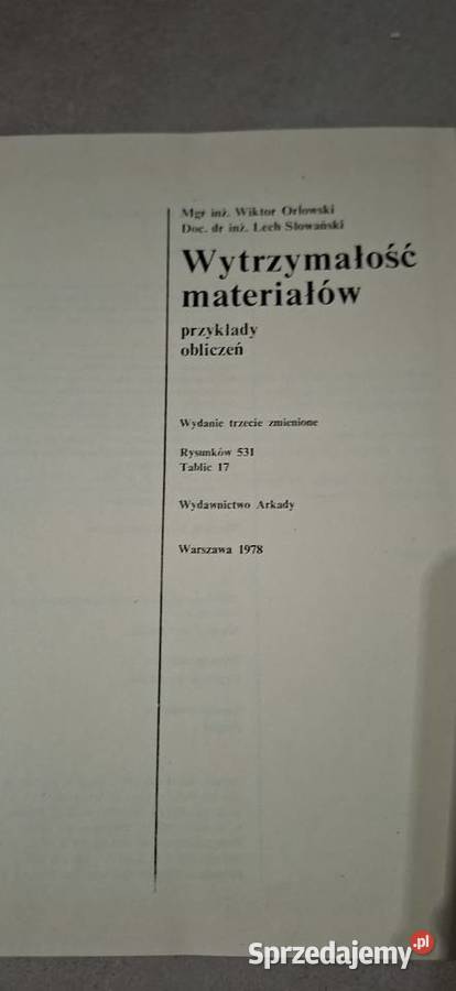 Pierwsze wydanie Wytrzymałość materiałów Łęczyca