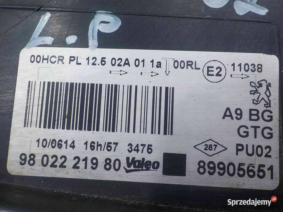 PEUGEOT 208 I 15r lampa lewa przod 9802221980 osobowe Suków