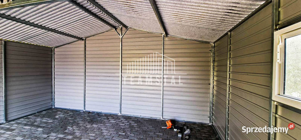 GARAŻ BLASZANY 5m x 6m poziom Brama drzwi okno Wągrowiec