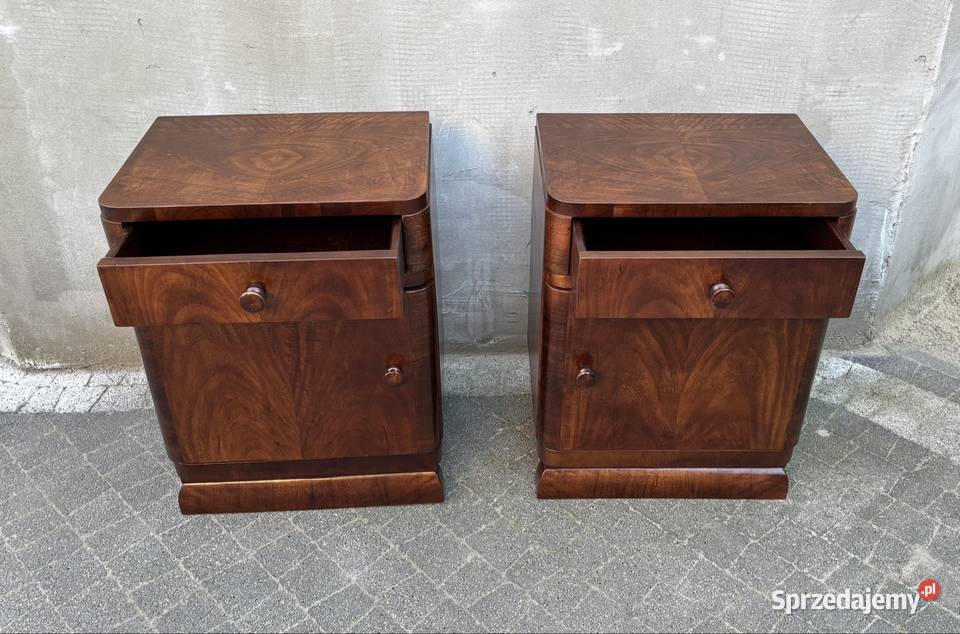 Stoliki Nocne Orzechowe Art Deco Komplet 2sztk Warszawa