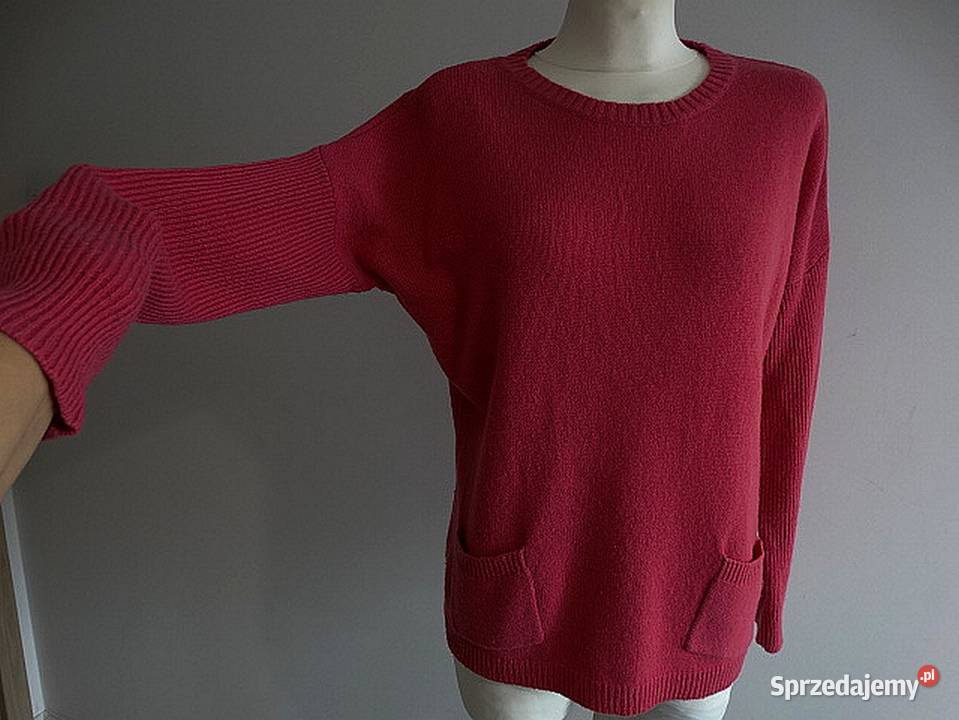 Sweter Wełniany Wełna Jagnięca Malinowy Kolor różowy Łomża