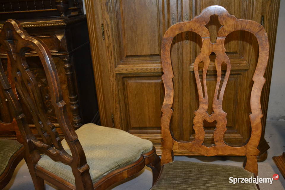 krzesła barokowe 4 orzech Meble Będzin