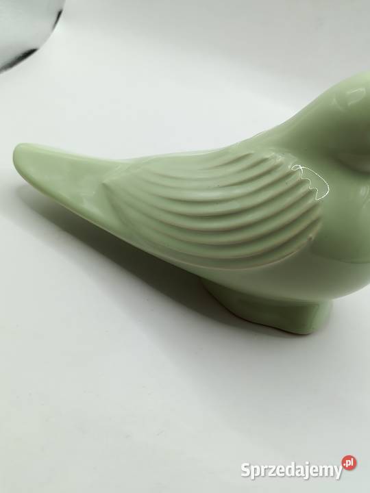 Figurka ceramika miętowy zielony ptak gołąb sprzedam