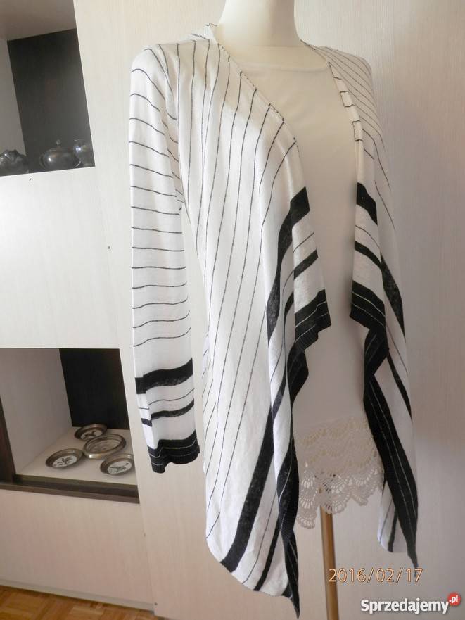Blezer Narzutka Sweter Len Biała Granatowe Pasy Paski Łomża sprzedam