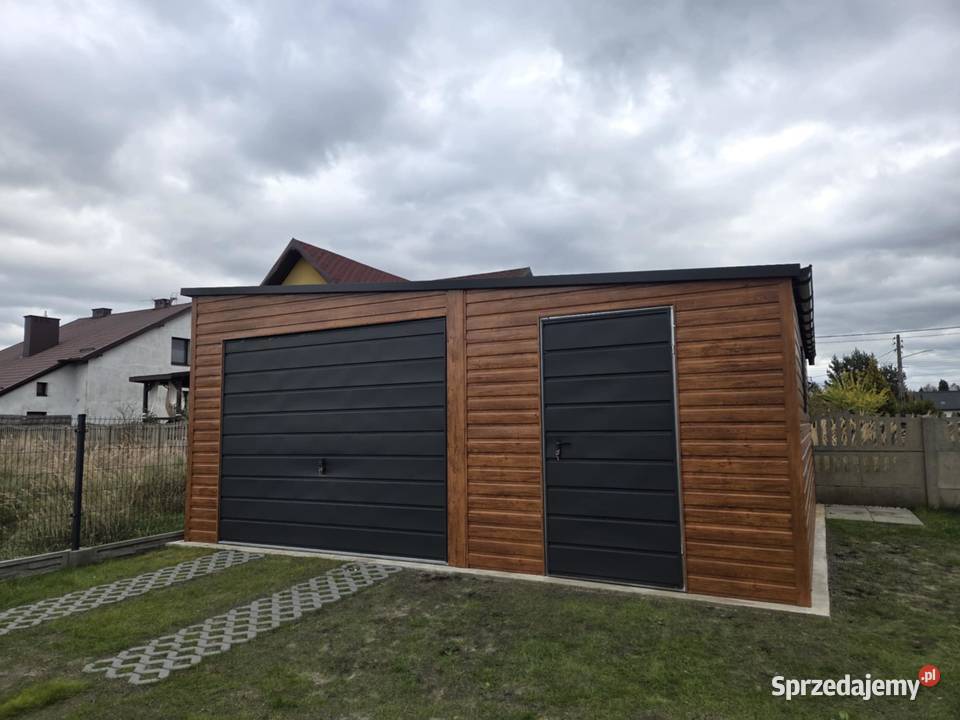 Garaż Blaszany Premium 55x6m spad na prawo złoty Rzeszów