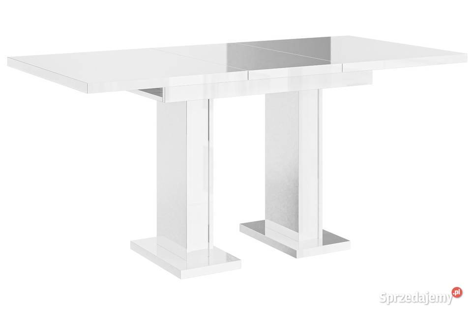 NOWOCZESNY ROZKŁADANY STÓŁ BIAŁY CZARNY POŁYSK 120cm Wrocław