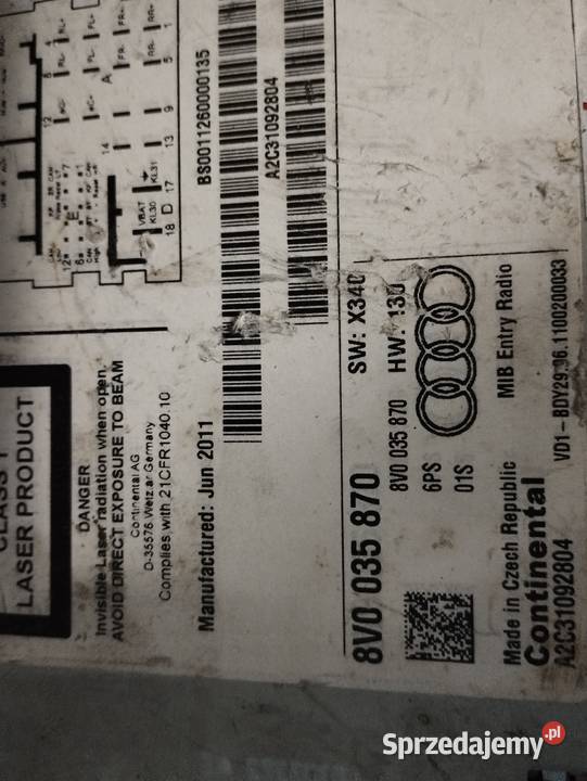 ODTWARZACZ PŁYT 8V0 8V0035870 AUDI A3 8V Kłodzko