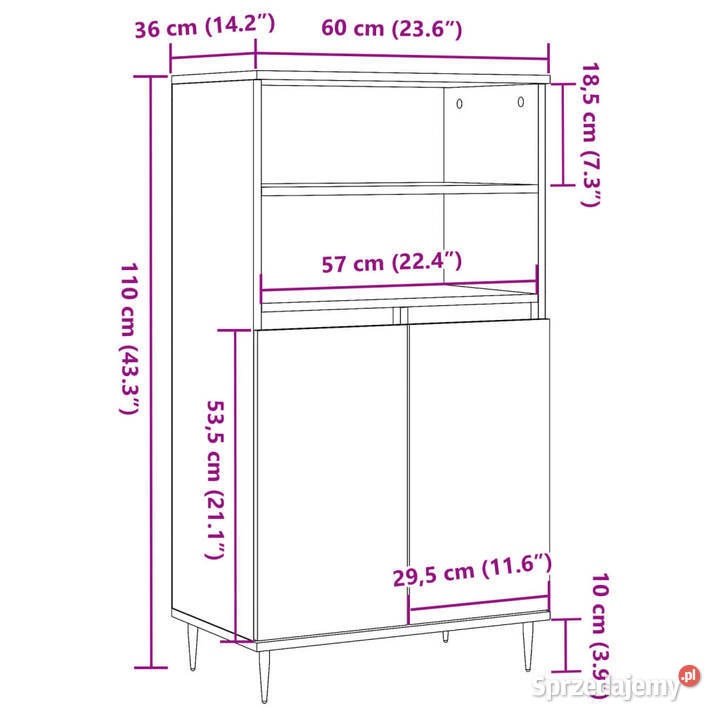 Wysoka szafka stare drewno 60x36x110 WM857458 Warszawa